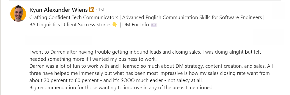 Ryan Wiens testimonial