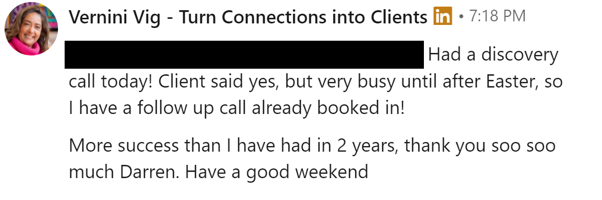 Vernini Vig testimonial